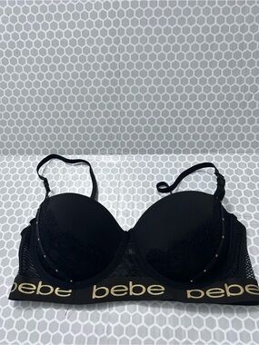 bebe Black Lace Underwire Push-Up Bra. Size 40C